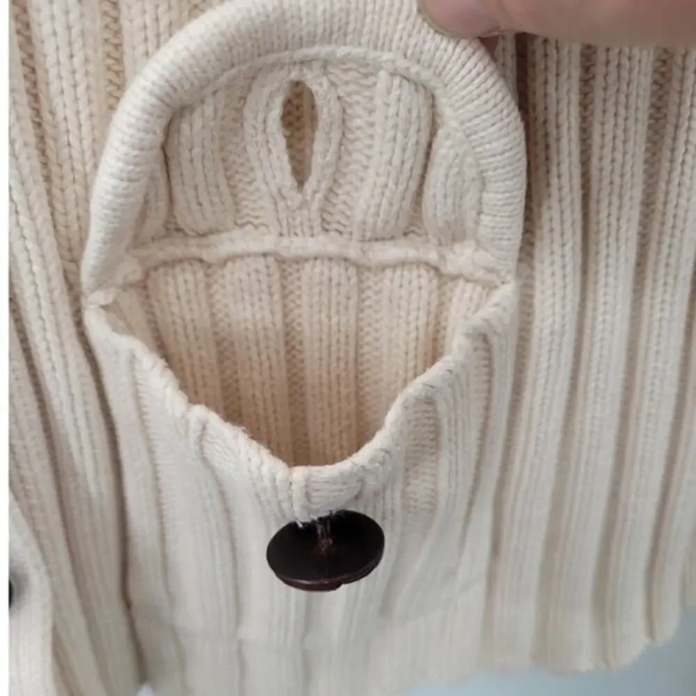 Eight Eight Eight Off White Rib Knit Button Down Academia Cardigan Sweater‎